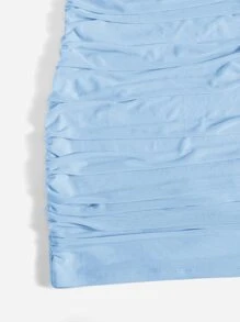 SHEIN EZwear Ruched Mesh Bodycon Dress - Baby Blue - View 5