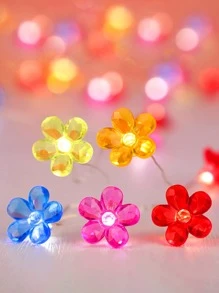 1入組塑料燈串創意花卉裝飾燈串適合節日派對 - 黃色 - 查看 2