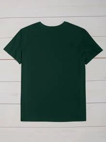 SHEIN LUNE Áo thun Plus size Tim Giải trí - Màu xanh lá cây đậm - Xem 2