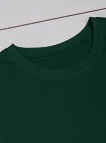 SHEIN LUNE Áo thun Plus size Tim Giải trí - Màu xanh lá cây đậm - Xem 3