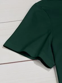 SHEIN LUNE Áo thun Plus size Tim Giải trí - Màu xanh lá cây đậm - Xem 4