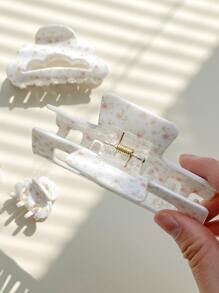 OUSEON Boho 4pcs Ditsy Floral Pattern Hair Claw - White - View 3