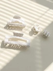 OUSEON Boho 4pcs Ditsy Floral Pattern Hair Claw - White - View 5