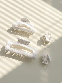 OUSEON Boho 4pcs Ditsy Floral Pattern Hair Claw - White - View 7