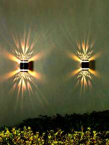 1pc Hollow Out Design Wall Mounted Solar Lantern, Simple Plastic Outdoor Solar Lantern For Garden - Yellow - View 2