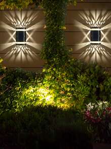 1pc Hollow Out Design Wall Mounted Solar Lantern, Simple Plastic Outdoor Solar Lantern For Garden - Yellow - View 6