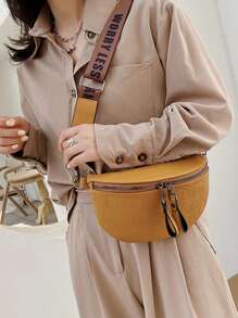 女士奢華鏈條腰包手機包和錢包腰帶包石紋女腰包時尚品牌腰包 - 棕色 - 查看 2