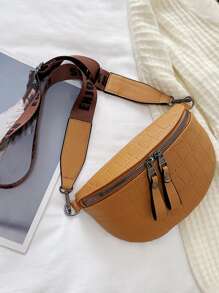 女士奢華鏈條腰包手機包和錢包腰帶包石紋女腰包時尚品牌腰包 - 棕色 - 查看 6