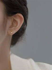 CHOSHILAR 方晶鋯石裝飾耳釘 - 金黃色 - 查看 3