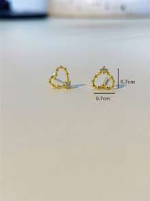 CHOSHILAR 方晶鋯石裝飾耳釘 - 金黃色 - 查看 4