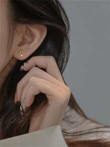 CHOSHILAR 方晶鋯石裝飾耳釘 - 金黃色 - 查看 6