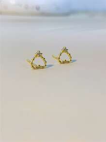 CHOSHILAR 方晶鋯石裝飾耳釘 - 金黃色 - 查看 7