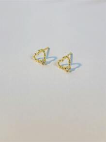 CHOSHILAR 方晶鋯石裝飾耳釘 - 金黃色 - 查看 11