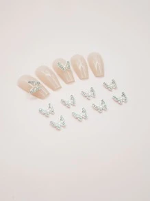 10 cái/bộ 3D Rhinestone Decor Thiết kế hình con bướm Trang trí móng tay nghệ thuật - Bạc - Xem 4