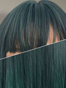 tóc giả tổng hợp dài thẳng có mái - màu xanh lá - Xem 7