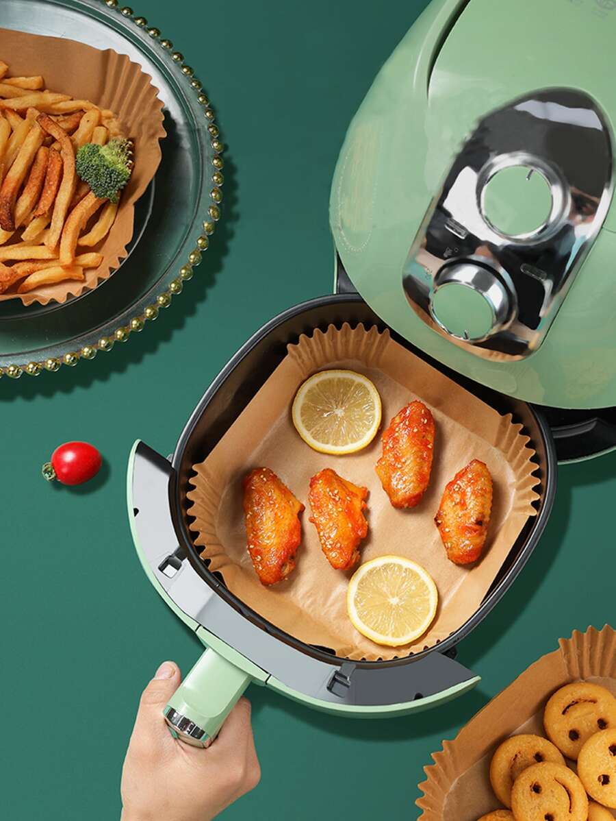 SHEIN Basic living 16公分方形鍋炸機用紙50片 - 棕色 - 查看 1