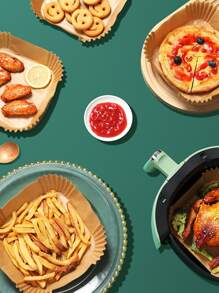 SHEIN Basic living 16公分方形鍋炸機用紙50片 - 棕色 - 查看 4