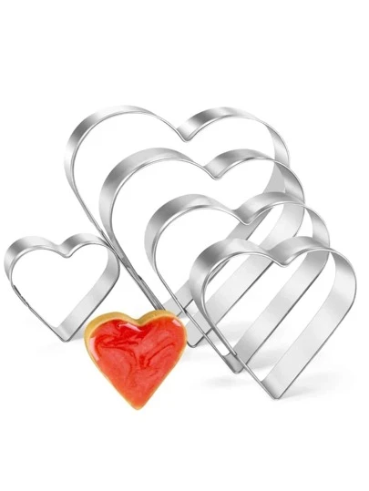 5 piezas/set Cortador para galletas de acero inoxidable de galleta creativo en forma de corazón para cocina