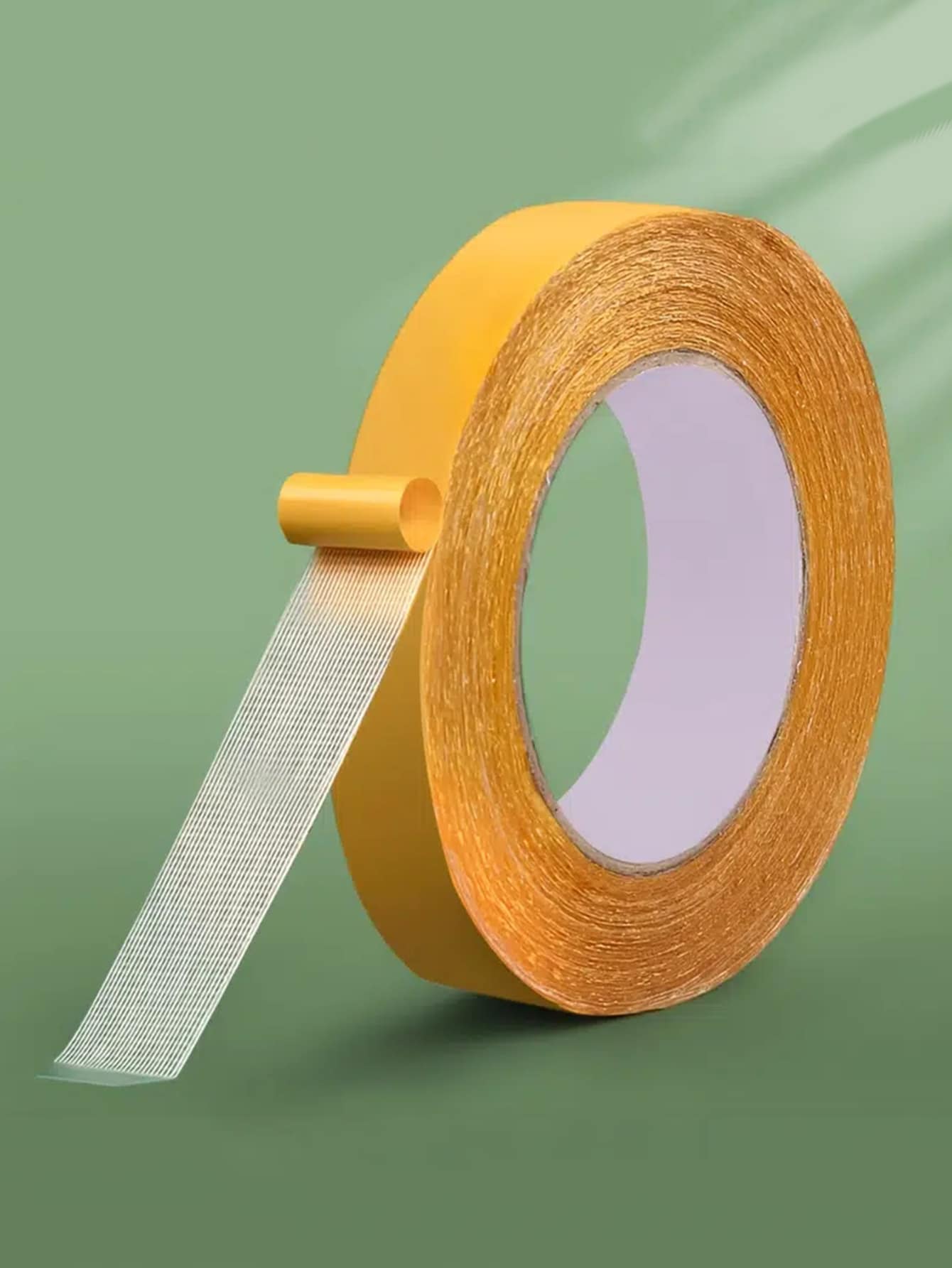 1roll Solid Color Double-sided Adhesive Tape, Simple Multi-purpose Double Sided Mounting Tape For School, Office - Yellow - View 1