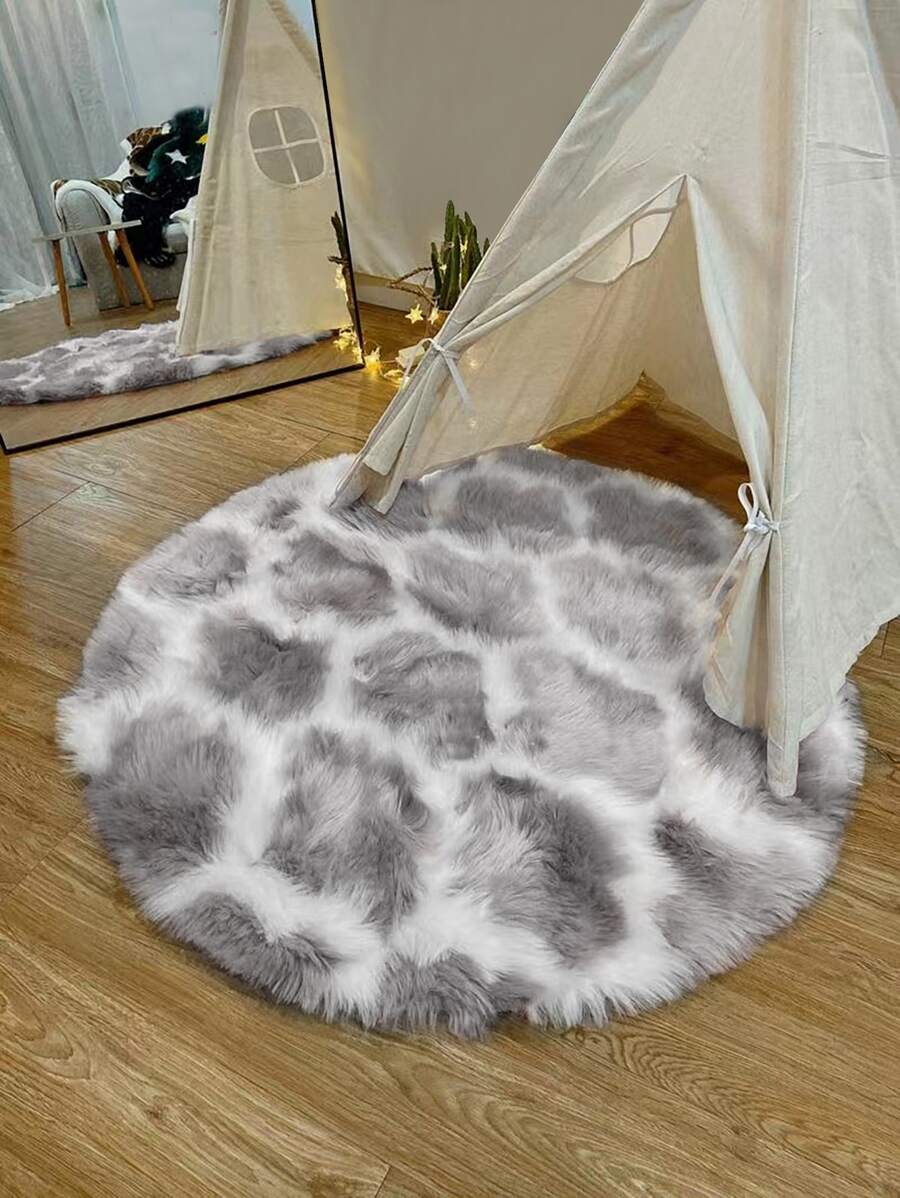 1 tấm thảm họa tiết hình học, thảm trải sàn hình tròn mờ đơn giản cho gia đình - Nhiều màu - Xem 1