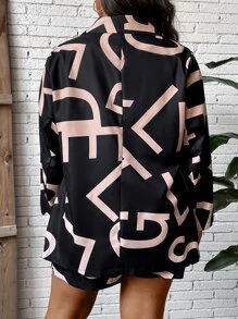 SHEIN Clasi Plus Letter Graphic Blazer & Shorts