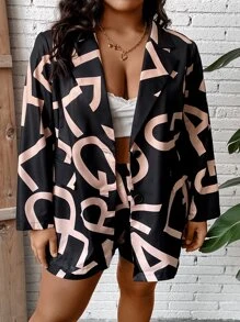 SHEIN Clasi Plus Letter Graphic Blazer & Shorts