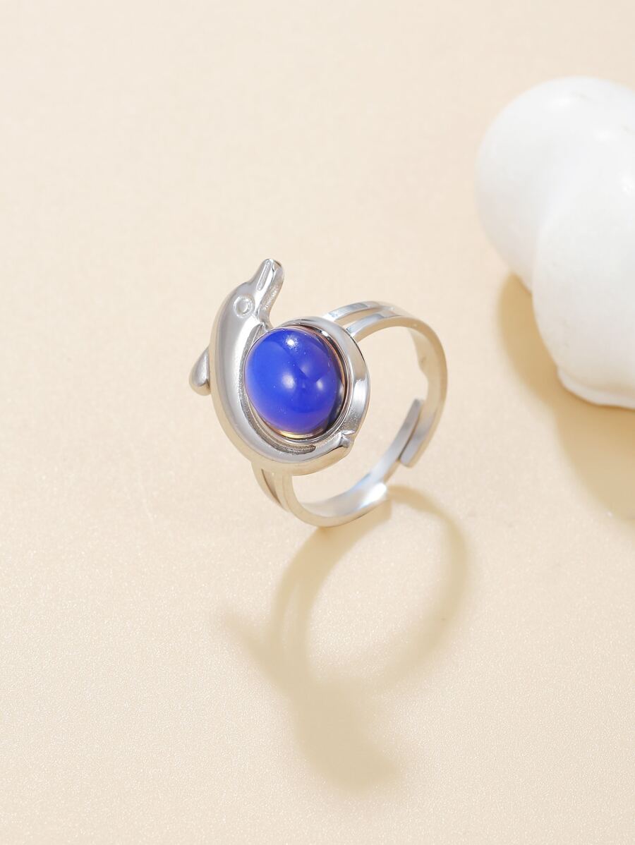 Anillo con diseño de delfín - Multicolor - Ver 1