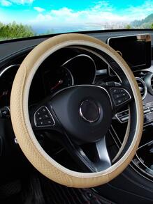 MEIKAXIU 1 Vỏ bọc vô lăng ô tô bằng da PU dập nổi 3D thoải mái, không có vòng bên trong, thích hợp cho vô lăng 14,5-15 inch - Màu be - Xem 2