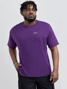 EASEVO Hombres Camiseta con estampado de letra - Morado Violeta - Ver 2