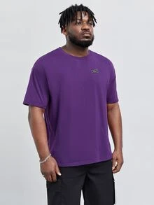 EASEVO Hombres Camiseta con estampado de letra - Morado Violeta - Ver 5