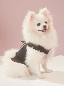 ROMWE 1 pieza Tank de mascota con diseño de lazo - Negro - Ver 1