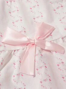 ROMWE Flower Pattern Bow Decor Pet Dress