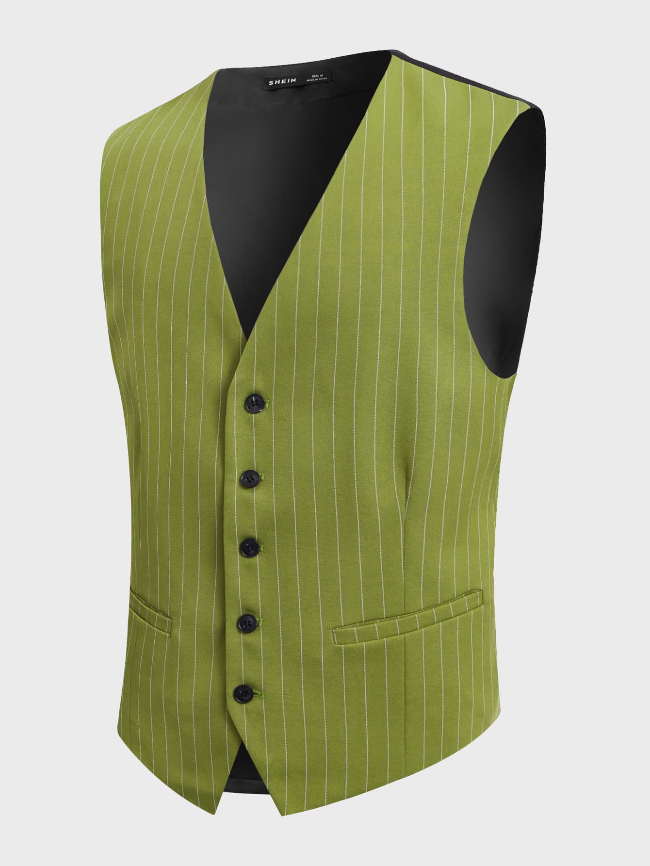 GENTILAND Men 1pc Pinstriped Single Breasted Waistcoat - Multicolor - View 1