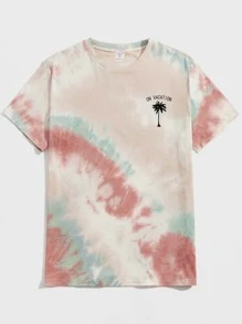 SHEIN Young Boys' Casual Comfortable Tie-Dye Pattern Short Sleeve Top - Multicolor - View 1