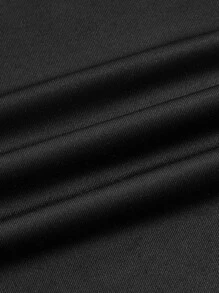 SHEIN ICON Bikercore Letter & Striped Print Crop Tee - Black - View 3