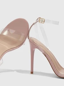 CUCCOO SZL Fashion Ankle Strap Sandals ForWoman Shoes, Stiletto Heeled PVC Sandals For Spring And Summer - Apricot - View 3