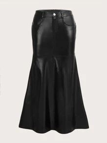 SHEIN ICON Váy nữ Nút Túi Dây kéo màu trơn Buổi tiệc - màu đen - Xem 1