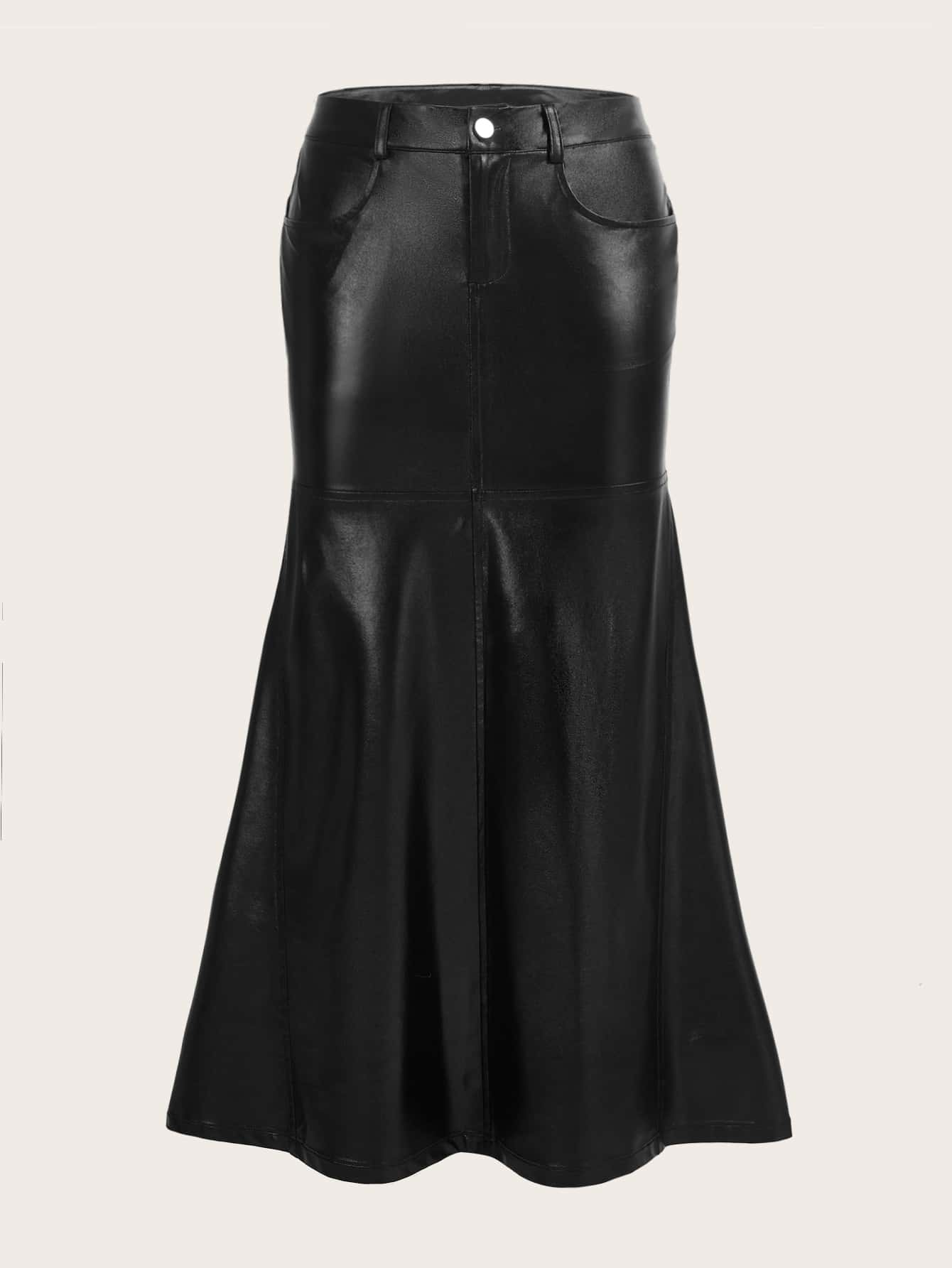 SHEIN ICON Váy nữ Nút Túi Dây kéo màu trơn Buổi tiệc - màu đen - Xem 1