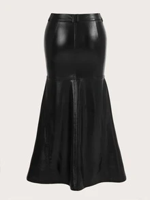 SHEIN ICON Váy nữ Nút Túi Dây kéo màu trơn Buổi tiệc - màu đen - Xem 2