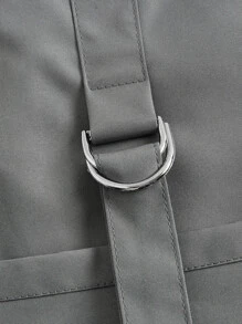 SHEIN ICON 翻蓋口袋帶扣細節半身裙 - 灰色 - 查看 5