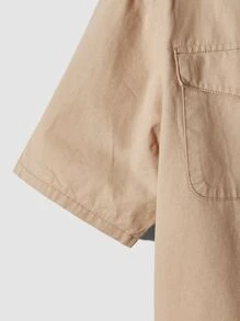 Manfinity NXTstreet Men Flap Pocket Button Front Denim Shirt Without Tee - Khaki - View 5