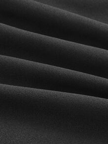 SHEIN MOD Contrast Lace Button Front Puff Sleeve Dress - Black - View 4