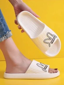 Cartoon Bear Letter Graphic Single Band Slides - White - View 1