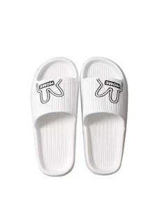 Cartoon Bear Letter Graphic Single Band Slides - White - View 2