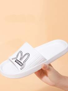 Cartoon Bear Letter Graphic Single Band Slides - White - View 3