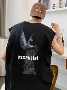 Manfinity EMRG Men Letter & Figure Graphic Tank Top - Black - View 1