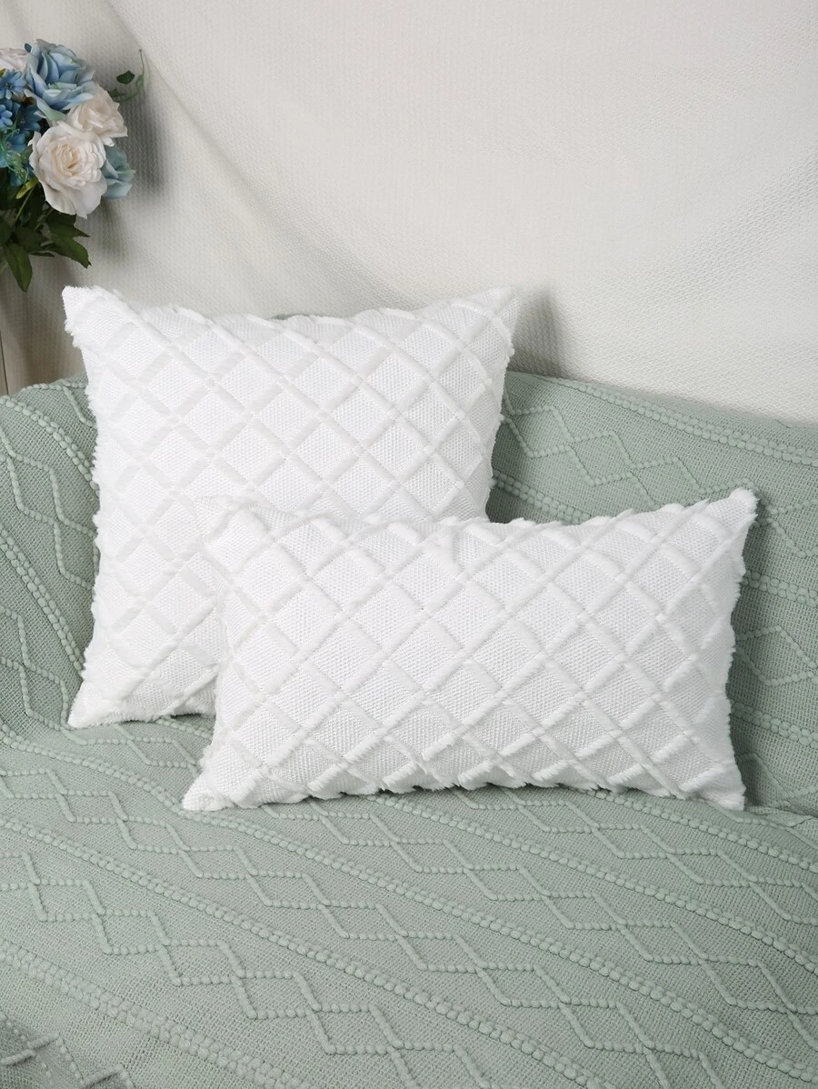 1入組素色靠墊套不附帶墊芯 - 白色 - 查看 1