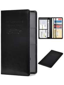 1入組超薄駕駛執照皮套，男女汽車登記和保險夾保護套，帶磁性閉合設計，用於卡片、基本文件、駕駛執照照片 PU 皮革長護照夾錢包，黑色 - 黑色 - 查看 4