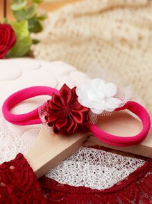 Newborn Photography Ruffle Trim Lace Bodysuit Prop - Burgundy - View 5