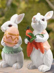1 pieza Artesanía de decoración de jardín con diseño de conejo - Multicolor - Ver 2